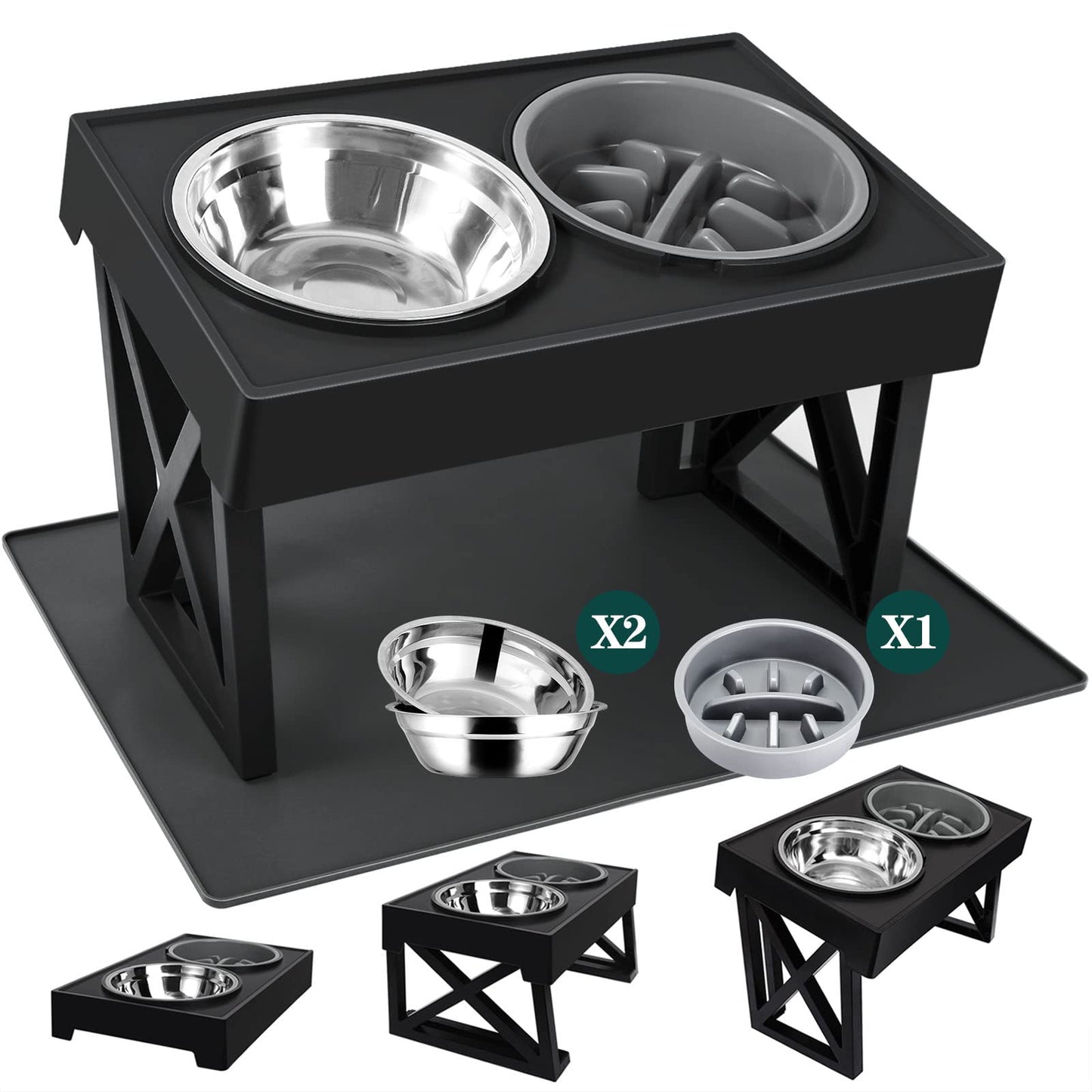 Luxury Adjustable Elevated Dog Bowl Set – Anti-Slip Feeding Station