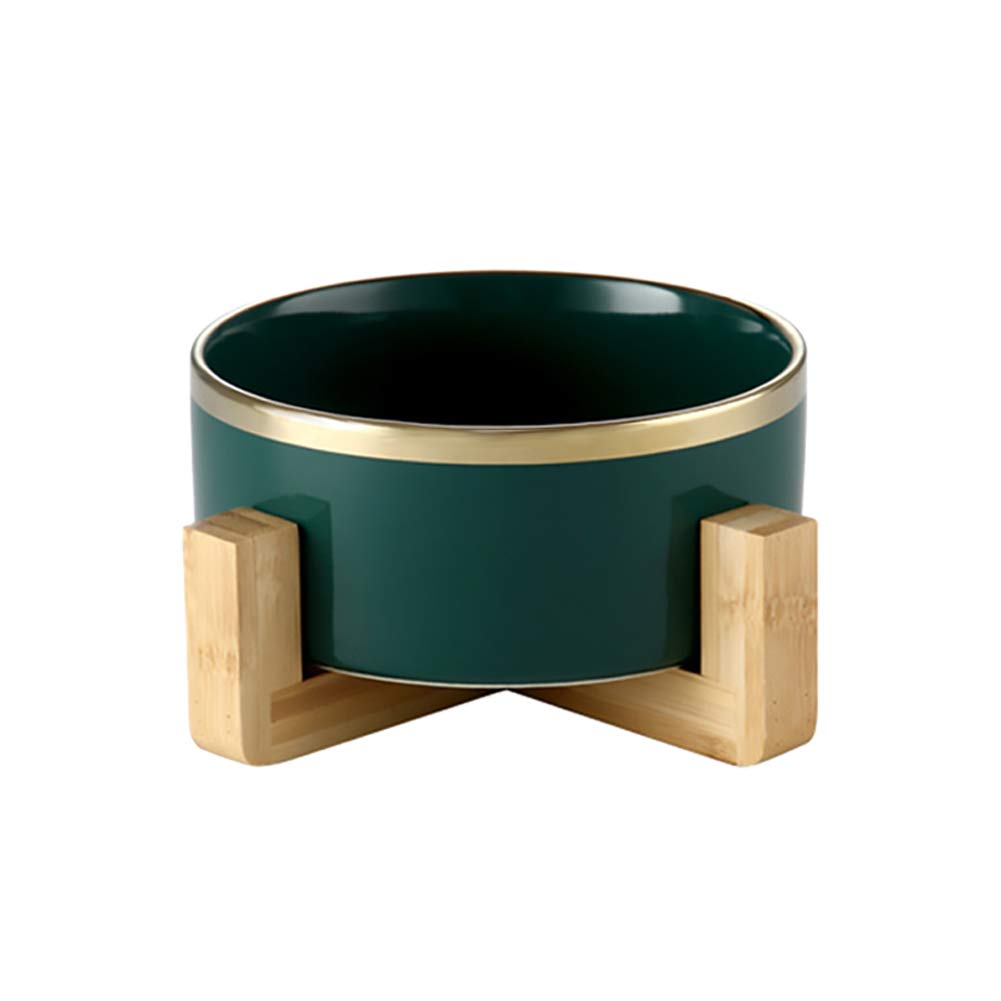 Luxury Ceramic Elevated Pet Bowl with Wooden Stand
