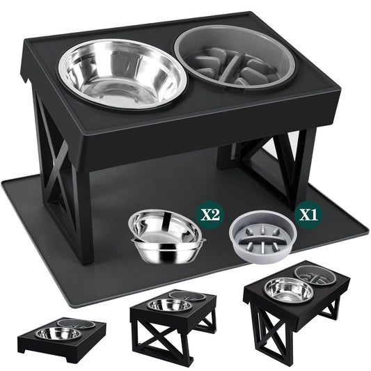 Luxury Adjustable Elevated Dog Bowl Set – Anti-Slip Feeding Station